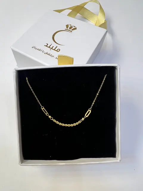 گردنبند طلا زنانه مدل طنابی کونیک، طلای 18عیار