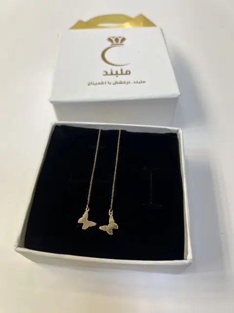 گوشواره طلا زنانه مدل بخیه ای طرح پروانه، طلای 18 عیار