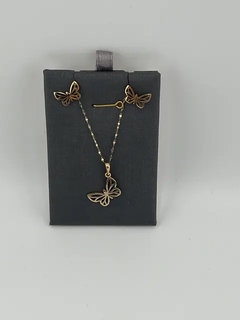 نیم ست طلا زنانه مدل پروانه، طلای 18عیار