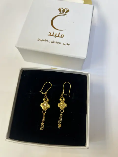 گوشواره طلا زنانه مدل آویزی ونکلیف، طلای 18 عیار