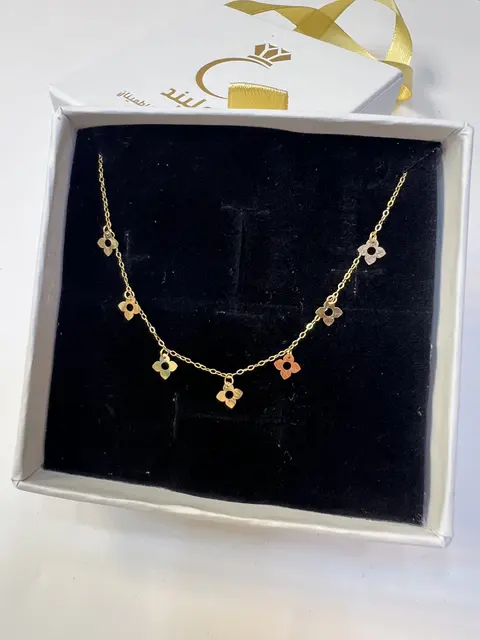 گردنبند طلا زنانه مدل شرابه ای، طلای 18عیار