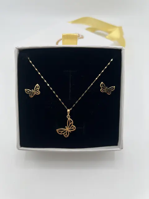 نیم ست طلا زنانه مدل پروانه، طلای 18عیار